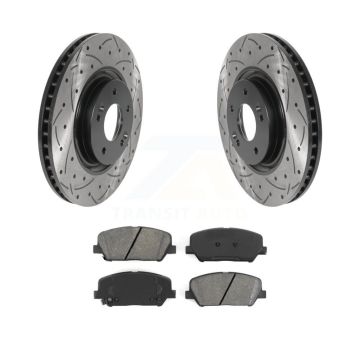 Front Drilled Slot Disc Brake Rotor & Semi-Metallic Pad Kit For 2011-2015 Kia Optima 2.0L KDS-100693