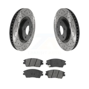 Front Drilled Slot Brake Rotors Semi-Metallic Pad Kit For 17-22 Kia Sportage Turbocharged KDS-100695