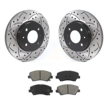 Front Coated Drill Slot Disc Brake Rotor Semi-Metallic Pad Kit For Hyundai Accent Kia Rio KDS-100700