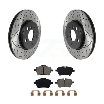 Front Coated Drilled Slotted Disc Brake Rotors And Semi-Metallic Pads Kit For Mini Cooper KDS-100702