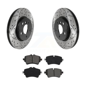 Front Coated Drilled Slot Disc Brake Rotors Semi-Metallic Pad Kit For Mini Cooper Clubman KDS-100703