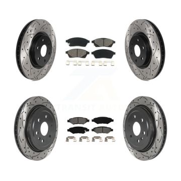 Front Rear Drilled Slot Disc Brake Rotor Semi-Metallic Pad Kit For Cadillac SRX Saab 9-4X KDS-100705