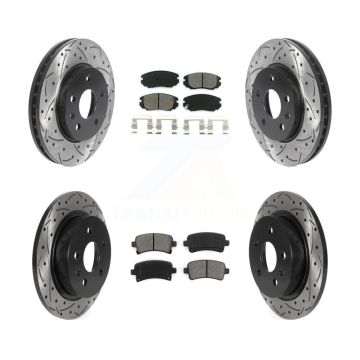 Front Rear Drill Slot Disc Brake Rotor Semi-Metallic Pad Kit For Chevrolet Malibu Limited KDS-100706