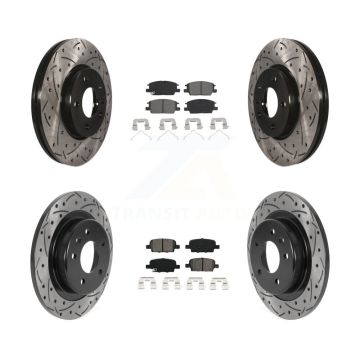 Front Rear Coated Drill Slot Disc Brake Rotors Semi-Metallic Pad Kit For Chevrolet Malibu KDS-100708