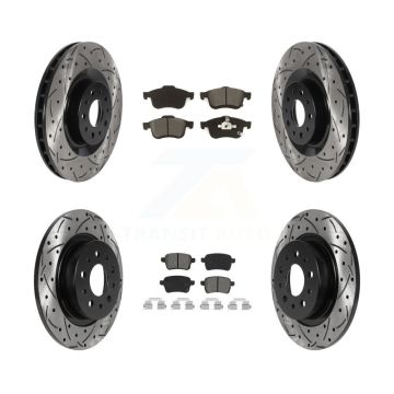 Front Rear Coat Drill Slot Disc Brake Rotor Semi-Metallic Pad Kit For 2014-2020 Fiat 500L KDS-100715