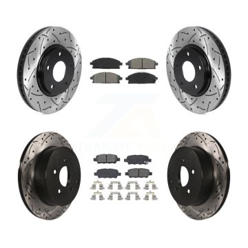 Front Rear Drilled Slot Disc Brake Rotor Semi-Metallic Pad Kit For 2004-2009 Nissan Quest KDS-100721