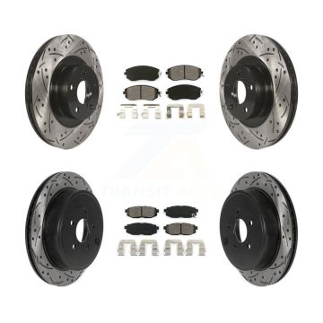 Front Rear Drilled Slot Disc Brake Rotor & Semi-Metallic Pad Kit For Subaru BRZ Toyota 86 KDS-100725