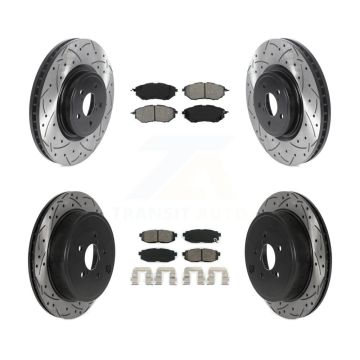 Front Rear Drilled Slot Disc Brake Rotors Semi-Metallic Pad Kit For Subaru Outback Legacy KDS-100726