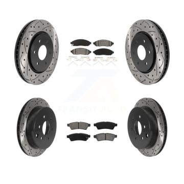 Front Rear Drill Slot Brake Rotor Semi-Metallic Pad Kit For Nissan Frontier Xterra Suzuki KDS-100728