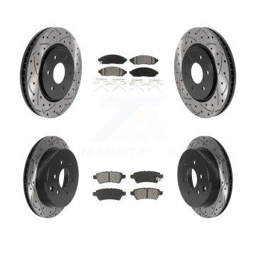 Front Rear Drill Slot Disc Brake Rotors Semi-Metallic Pad Kit For 2006-2007 Nissan Xterra KDS-100729