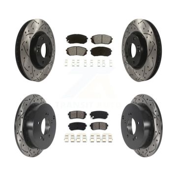 Front Rear Drilled Slot Brake Rotor Semi-Metallic Pad Kit For Hyundai Tucson Kia Sportage KDS-100730