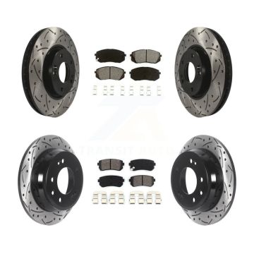 Front Rear Drilled Slot Brake Rotor Semi-Metallic Pad Kit For Hyundai Tucson Kia Sportage KDS-100731