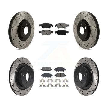 Front Rear Coated Drill Slot Disc Brake Rotors Semi-Metallic Pad Kit For INFINITI G35 Q60 KDS-100737