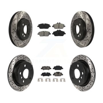 Front Rear Drilled Slot Brake Rotors Semi-Metallic Pad Kit For 2015 Mini Cooper 2.0L/1.5L KDS-100739