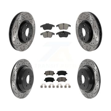 Front Rear Drill Slot Brake Rotor Semi-Metallic Pad Kit For 12-15 Land Rover Range Evoque KDS-100746