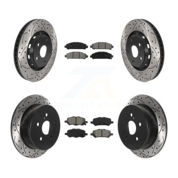 Front Rear Drilled Slot Disc Brake Rotor Semi-Metallic Pad Kit For 2009-2016 Toyota Venza KDS-100747