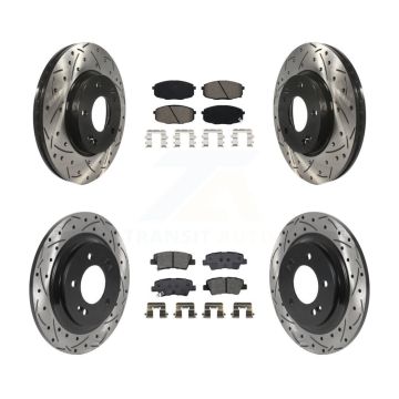 Front Rear Drill Slot Brake Rotor Semi-Metallic Pad Kit For Kia Forte5 Hyundai Elantra GT KDS-100750