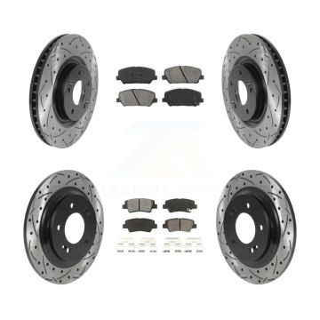 Front Rear Drilled Slot Brake Rotor & Semi-Metallic Pad Kit For 2013-2015 Kia Optima 2.0L KDS-100756