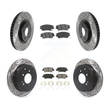 Front Rear Drilled Slot Brake Rotor & Semi-Metallic Pad Kit For Kia Sportage Turbocharged KDS-100759