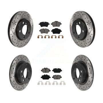 Front Rear Drilled Slot Disc Brake Rotor Semi-Metallic Pad Kit For Mini Cooper Countryman KDS-100766