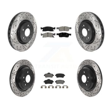 Front Rear Drilled Slot Brake Rotors Semi-Metallic Pad Kit For Mercedes-Benz ML350 GLE350 KDS-100768