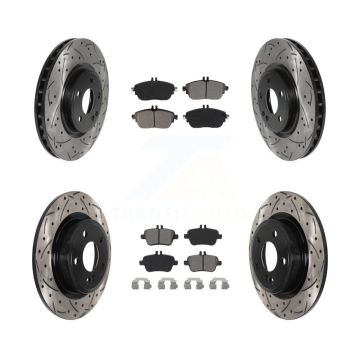 Front Rear Drill Slot Brake Rotor Semi-Metallic Pad Kit For Mercedes-Benz GLA250 CLA250 B KDS-100771
