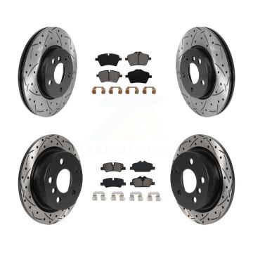 Front Rear Coated Drilled Slotted Disc Brake Rotors Semi-Metallic Pad Kit For Mini Cooper KDS-100772