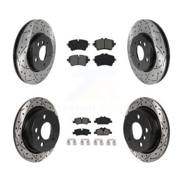 Front Rear Coated Drilled Slotted Disc Brake Rotors Semi-Metallic Pad Kit For Mini Cooper KDS-100773