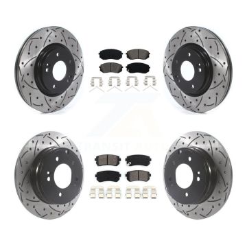 Front Rear Drilled Slot Brake Rotor & Semi-Metallic Pad Kit For Hyundai Sonata GAS engine KDS-100775