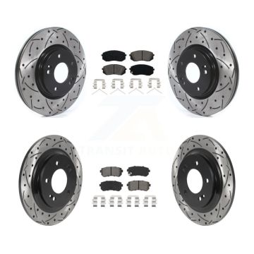 Front Rear Drill Slot Brake Rotor Semi-Metallic Pad Kit For 2016 Kia Optima LX/EX/LX 1.6T KDS-100778