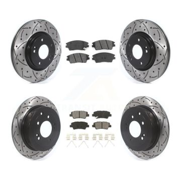 Front Rear Drilled Slot Brake Rotor Semi-Metallic Pad Kit For Hyundai Tucson Kia Sportage KDS-100779