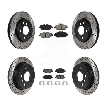 Front Rear Coated Drilled Slotted Disc Brake Rotors Semi-Metallic Pad Kit For Mini Cooper KDS-100780