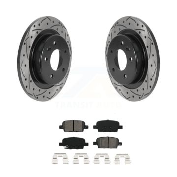 Rear Coated Drilled Slotted Disc Brake Rotor & Semi-Metallic Pad Kit For Chevrolet Malibu KDS-100784