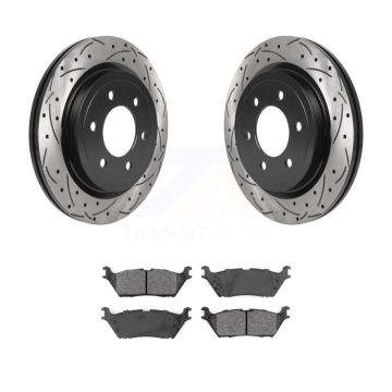 Rear Drill Slot Disc Brake Rotors Semi-Metallic Pad Kit For Ford F-150 Expedition Lincoln KDS-100788