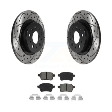 Rear Coated Drilled Slot Disc Brake Rotor & Semi-Metallic Pad Kit For 2014-2020 Fiat 500L KDS-100790