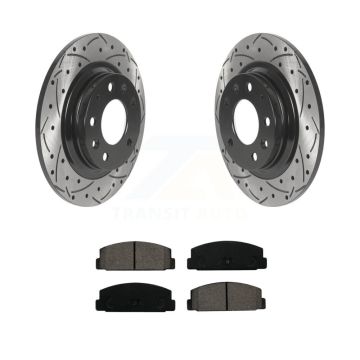 Rear Coated Drilled Slotted Disc Brake Rotors & Semi-Metallic Pad Kit For Mazda 6 Protege KDS-100795
