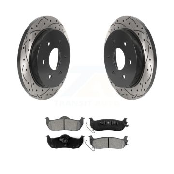 Rear Drilled Slot Brake Rotor Semi-Metallic Pad Kit For Nissan TITAN Armada INFINITI QX56 KDS-100797