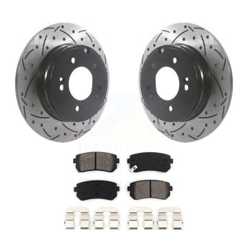 Rear Drilled Slot Brake Rotor Semi-Metallic Pad Kit For Hyundai Tucson Sonata Kia Cadenza KDS-100802