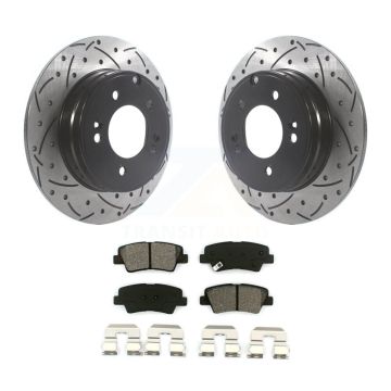 Rear Drilled Slot Brake Rotor & Semi-Metallic Pad Kit For Hyundai Sonata Kia Optima Azera KDS-100803