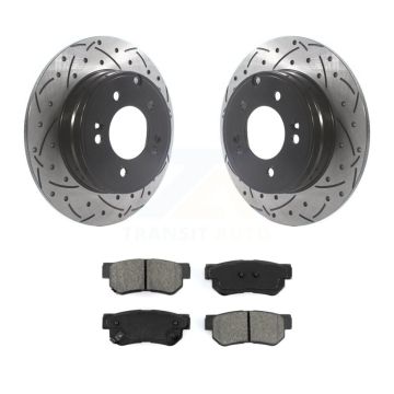 Rear Coated Drilled Slot Disc Brake Rotor & Semi-Metallic Pad Kit For Hyundai Sonata 3.3L KDS-100805