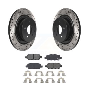 Rear Coated Drilled Slotted Disc Brake Rotor & Semi-Metallic Pad Kit For INFINITI G35 Q60 KDS-100806