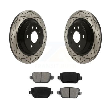 Rear Coated Drill Slot Disc Brake Rotor Semi-Metallic Pad Kit For 2008-2011 Volvo S80 FWD KDS-100808