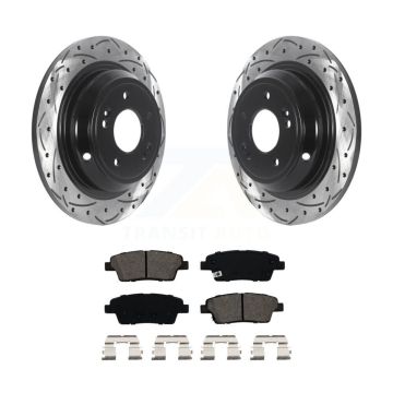 Rear Drilled Slot Disc Brake Rotor Semi-Metallic Pad Kit For Hyundai Genesis G80 Kia K900 KDS-100811