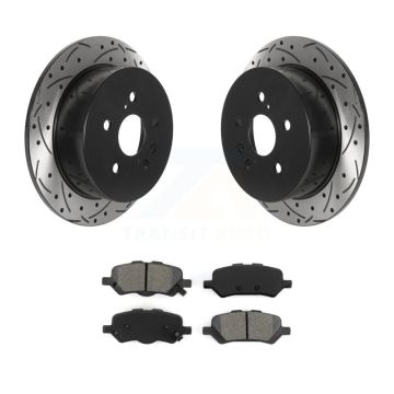 Rear Coated Drill Slot Disc Brake Rotors Semi-Metallic Pad Kit For 2009-2016 Toyota Venza KDS-100812