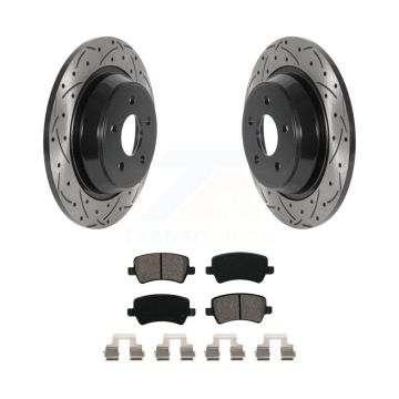 Rear Drilled Slot Brake Rotor Semi-Metallic Pad Kit For 2012-2015 Land Rover Range Evoque KDS-100816