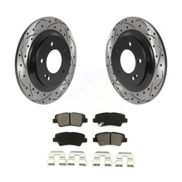 Rear Coated Drilled Slot Disc Brake Rotors Semi-Metallic Pad Kit For Hyundai Sonata Azera KDS-100821