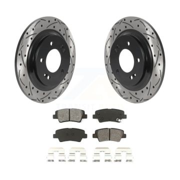 Rear Drilled Slot Brake Rotor Semi-Metallic Pad Kit For Kia Optima Hyundai Sonata Soul EV KDS-100822
