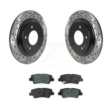 Rear Coated Drill Slot Disc Brake Rotors Semi-Metallic Pad Kit For Hyundai Ioniq Kia Niro KDS-100823