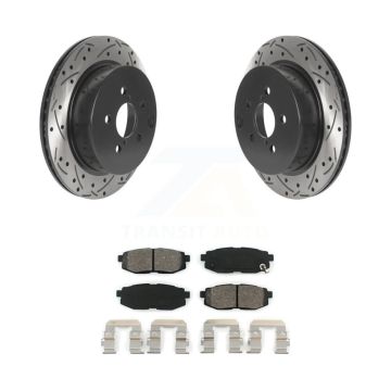 Rear Drill Slot Disc Brake Rotor Semi-Metallic Pad Kit For 2014-2018 Subaru Forester 2.0L KDS-100827