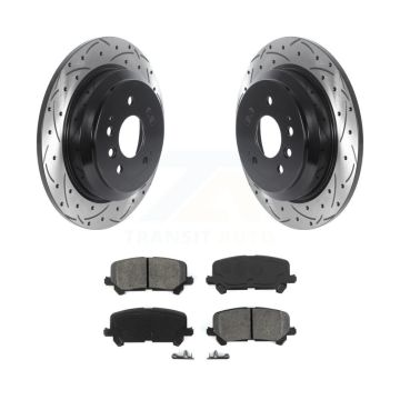 Rear Drill Slot Disc Brake Rotor Semi-Metallic Pad Kit For Honda Pilot Ridgeline Passport KDS-100830